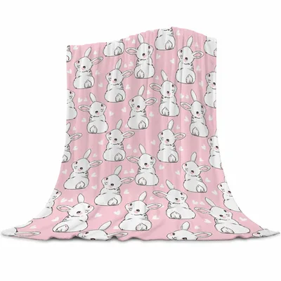 Cartoon Bunny Pattern Blanket: Soft Rabbit Print for Cozy Days