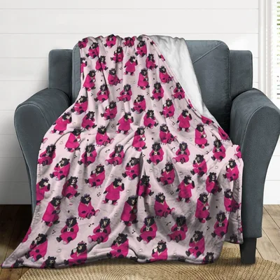 Funny Pink Bear Pattern Blanket: Cozy Bears in Robes Design