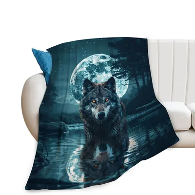 Wolf Under Full Moon Blanket: A Wild Night Scene for Nature Lovers