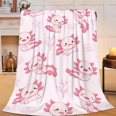Pink Axolotl Pattern Blanket: Cute Pink Creature Design