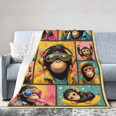 Cool Chimps Pop Art Blanket featuring a cool chimpanzee throw