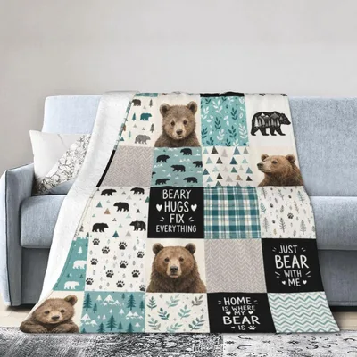 Bearly Hugs Fix Everything Blanket featuring a patchwork design