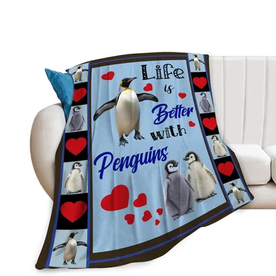 Life Is Better with Penguins Blanket: A Cozy Design for Bird Lovers