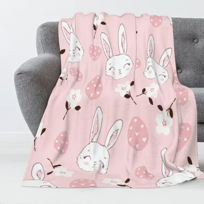 Smiling Bunnies and Easter Blanket: Cute Bunny Faces and Heart Eggs