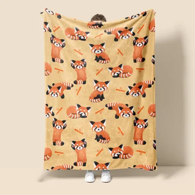 Cute Fox Pattern Blanket: Red Panda Art for Cozy Days