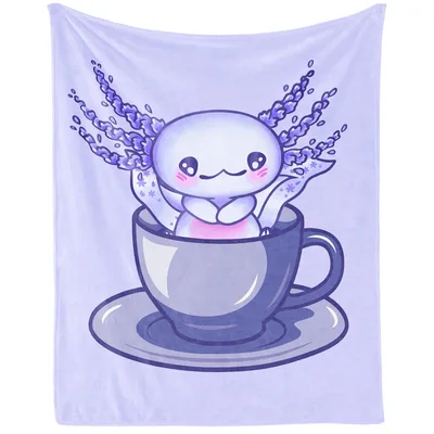 Cute Axolotl in a Teacup Blanket: Soft Plush for Animal Lovers