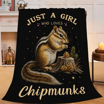 Just a Girl Who Loves Chipmunks Blanket: Cozy Wildlife Art