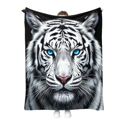 White Tiger Blue Eyes Blanket
