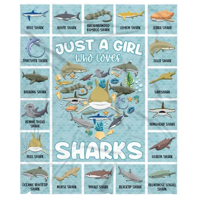 Just a Girl Blanket for Shark Enthusiasts and Ocean Lovers