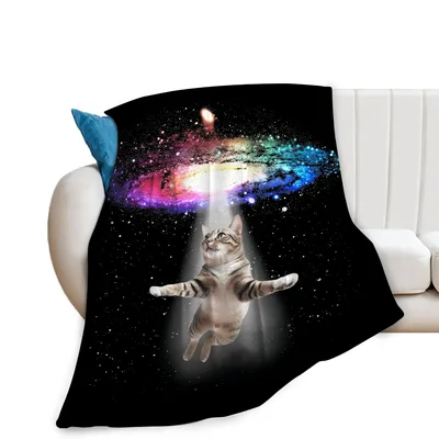 Space Cat Floating Blanket: Tabby Abducted by Galaxy