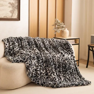 Snow Cheetah Print Faux Blanket for Wild Animal Lovers