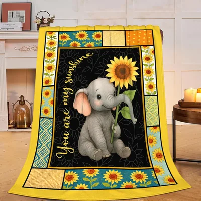Sunflower Elephant Blanket: You Are My Sunshine Design