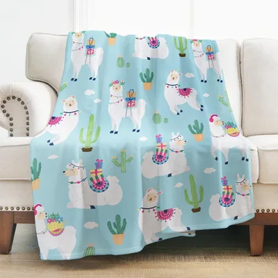 Llamas and Cactus Pattern Blanket No. 2
