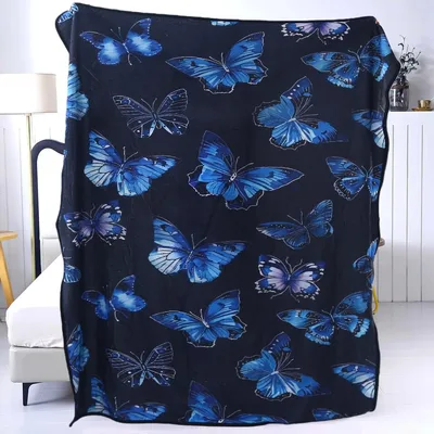 Blue Butterflies Pattern Blanket featuring deep indigo wings