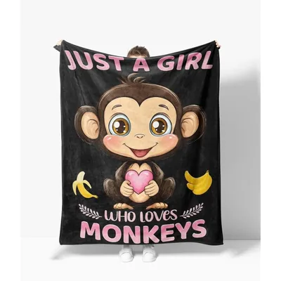 Just a Girl Blanket: Cute Monkey Love Design for Fans