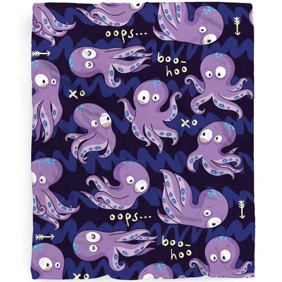 Purple Octopus Ocean Pattern Blanket