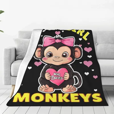 Just a Girl Blanket: Cute Monkey Design for Animal Lovers