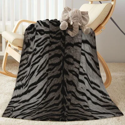 Tiger Stripe Print Blanket: Bold Grey and Black Animal Pattern
