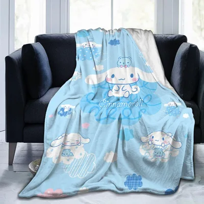 Cute Kawaii Puppy Friends Blanket Featuring Cinnamoroll and Clouds