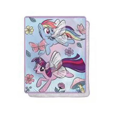 Winged Pastel Ponies Floral Blanket: Insect-Winged Pony Art