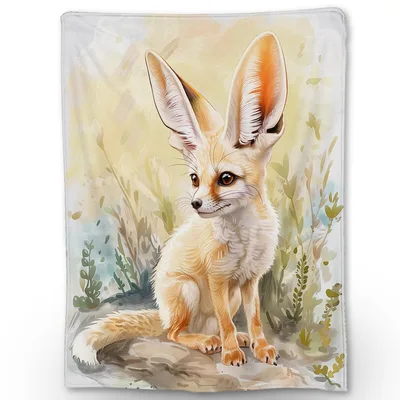 Fennec Fox Portrait Blanket: Big Ears and Desert Art