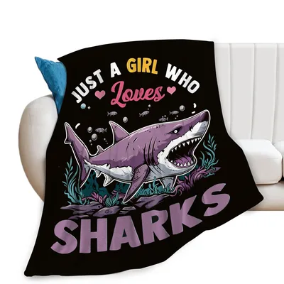 Just a Girl Blanket: Purple Shark Design for Ocean Lovers