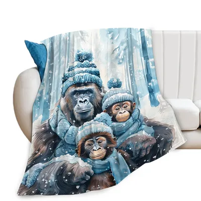 Gorilla Family in Winter Blanket featuring a parent