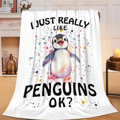 I Just Really Like Penguins Ok Blanket: Watercolor Art Design