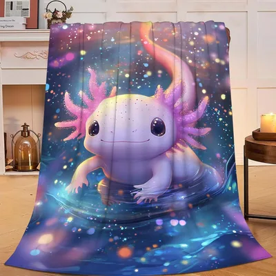 Cute Axolotl in Galaxy Blanket: A Cosmic Amphibian for Cozy Nights