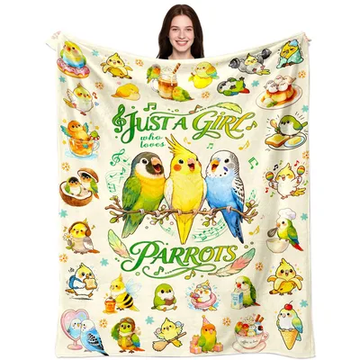 Just a Girl Who Loves Parrots Blanket for Bird Lovers