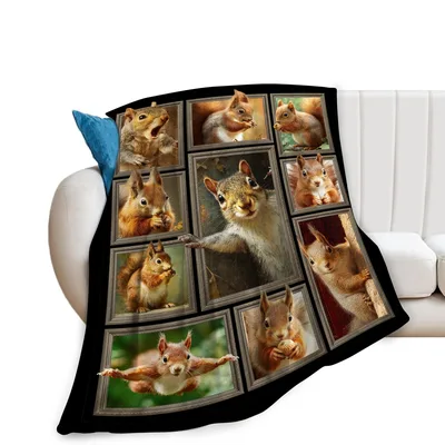 Squirrel Photo Collage Blanket