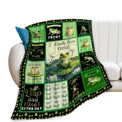 Frogs Collage with Quotes Blanket: A Frog Lover's Patchwork Design