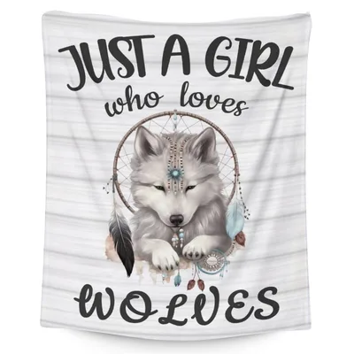 Just a Girl Blanket: Wolf Dreamcatcher Design for Animal Lovers