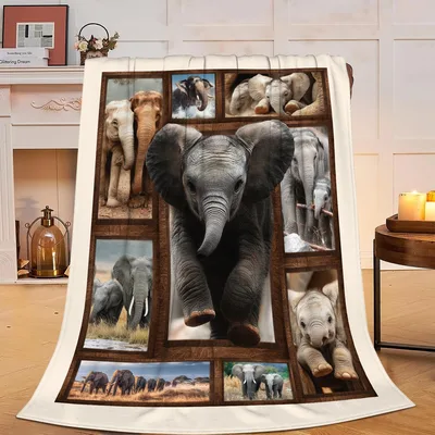 Elephant Family Photo Collage Blanket: A Wild Herd of Images