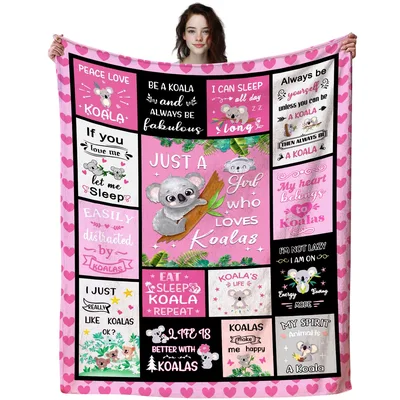 Koala Quotes and Koalas Blanket: Pink Patchwork Throw