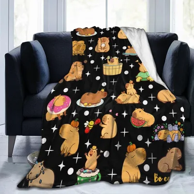 Cute Capybara Pattern with Stars Blanket for Cozy Animal Lovers