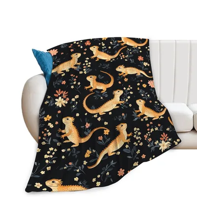 Bearded Dragons and Flowers Blanket: Lizard Lover Throw