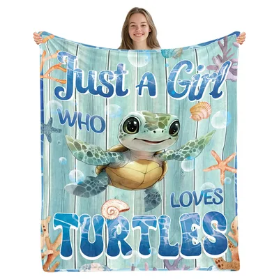 Just a Girl Blanket Featuring a Cute Sea Turtle Design