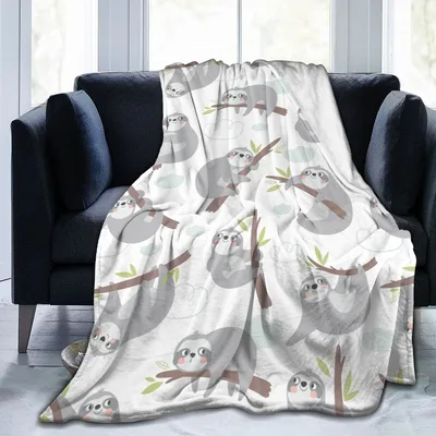 Sloths Hanging on Branches Blanket for Lazy Days and Cozy Naps