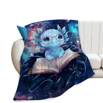 Axolotl Reading Book Under Blanket: Cosmic Reader Design