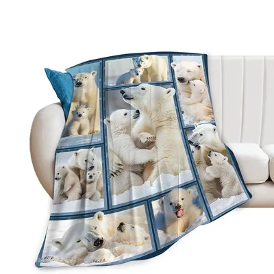 Polar Bears Photo Collage Blanket: Arctic Wildlife Moments