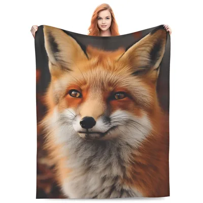 Red Fox Portrait Blanket: Close-Up Wildlife Art for Nature Lovers