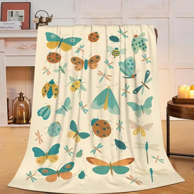 Colorful Bugs and Butterflies Blanket: A Garden of Insects