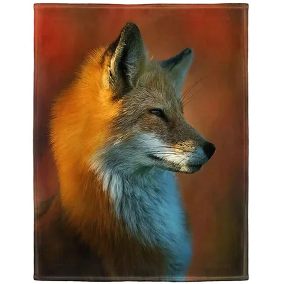 Red Fox Portrait Art Blanket