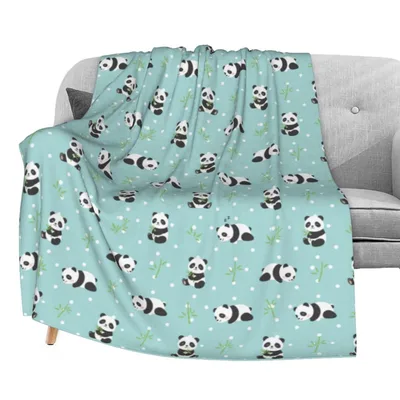 Pandas on Mint Pattern Blanket: Cute Panda Print for Cozy Days
