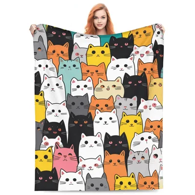 Colorful Cartoon Cats Pattern Blanket No. 2