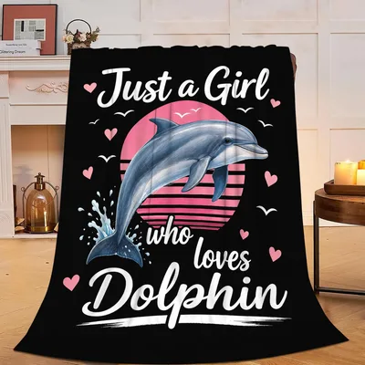 Just a Girl Who Loves Dolphins Blanket: Retro Ocean Art