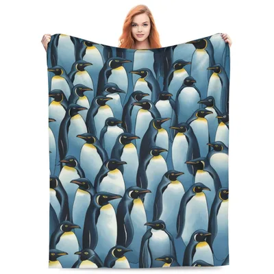 Antarctic Penguins Pattern Blanket: A Colony of King Penguins