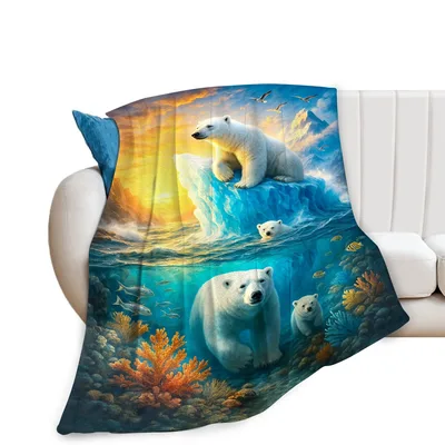 Polar Bears in Ocean Blanket: Underwater and Ice Scene