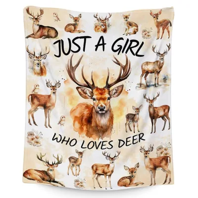 Just a Girl Who Loves Deer Blanket: Watercolor Stag Design